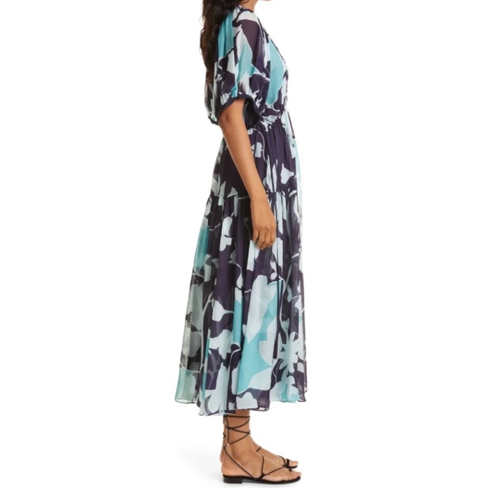 La Ligne Floral Print Maxi Dress in Navy and Blue - Picture 2 of 14